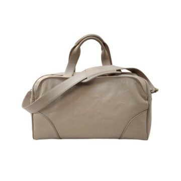 Cream leather travel bag